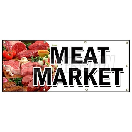 Signmission MEAT MARKET BANNER SIGN butcher gourmet usda prime pork chicken corn B-96 Meat Market